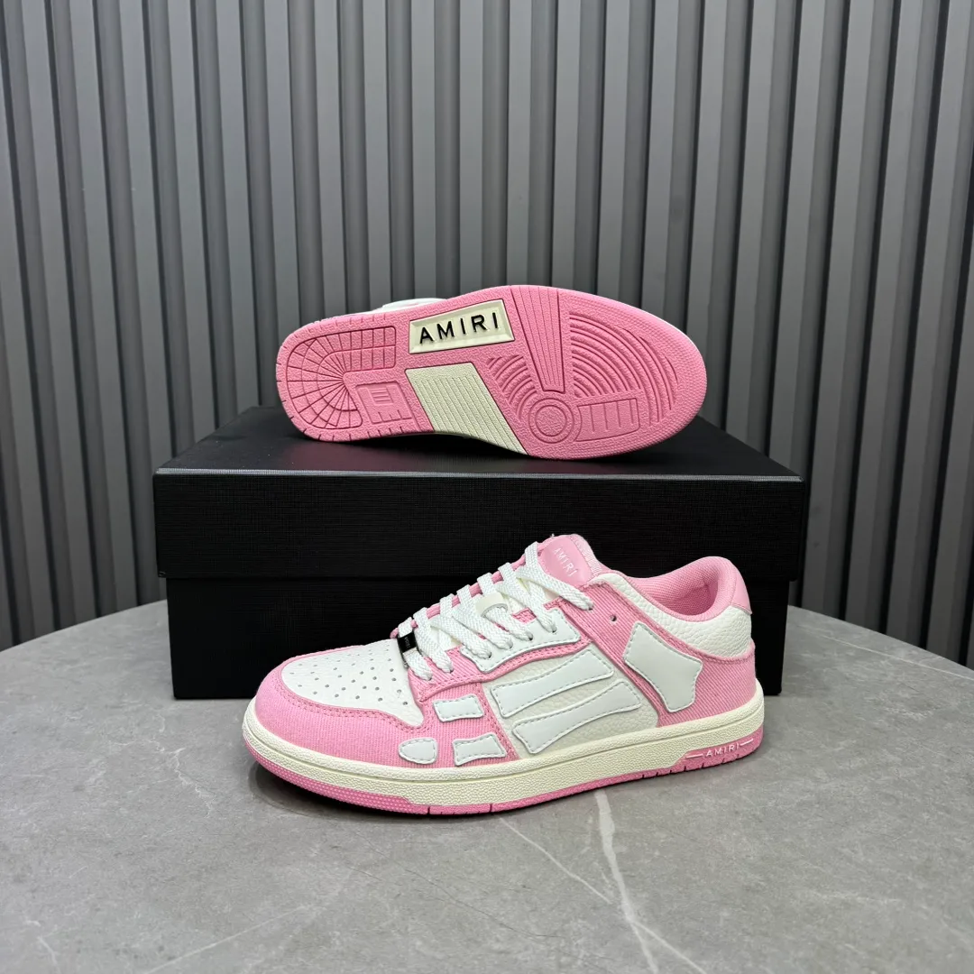 Men's men's shoes 💰600 AMIRI high street sneakers with bone sports shoes, toe layer cowhide upper, upper side bones, hand-stitched, good three-dimensional effect, customized metal LOGO, size 38-45 46